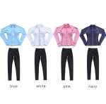 画像4: ロングファスナーフィットナス水着 フィットネス 水着 レディース セパレート 長袖 上下セット めくれ防止 スクール UVカット ファスナー 袖付 体型カバー カップ付 (4)