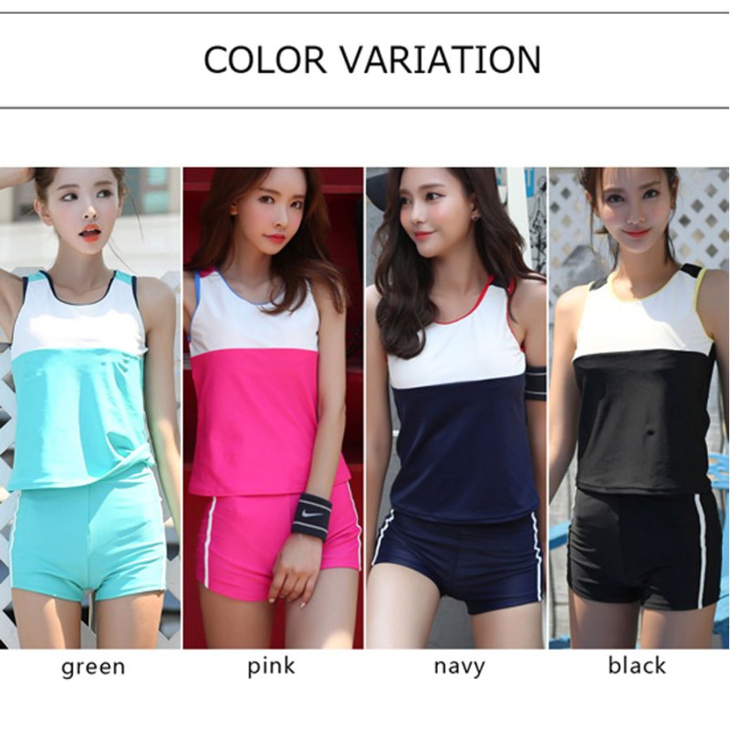 画像3: スポーツフィットネス3点セット水着　水着 レディース 体型カバー 女性 高校生水着　ショットスイム　付き 3点セット ノースリーブ めくれ防止パンツセット　大学生水着　 (3)