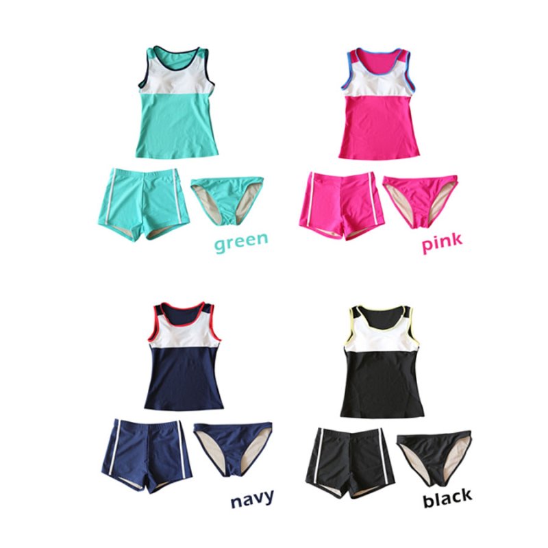画像5: スポーツフィットネス3点セット水着　水着 レディース 体型カバー 女性 高校生水着　ショットスイム　付き 3点セット ノースリーブ めくれ防止パンツセット　大学生水着　 (5)