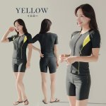 画像19: スイムキャップ付き フィットネス水着 レディース セパレート 半袖 上下セット 大きいサイズ キャップ付き めくれ防止 体型カバー フィットネス水着 (19)