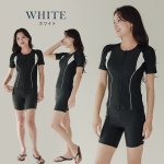 画像7: スイムキャップ付き フィットネス水着 レディース セパレート 半袖 上下セット 大きいサイズ キャップ付き めくれ防止 体型カバー フィットネス水着 (7)