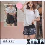 画像2: インナーブラつきTシャツとインナショーツつきショットパンと二点セット体型カバー水着セット (2)