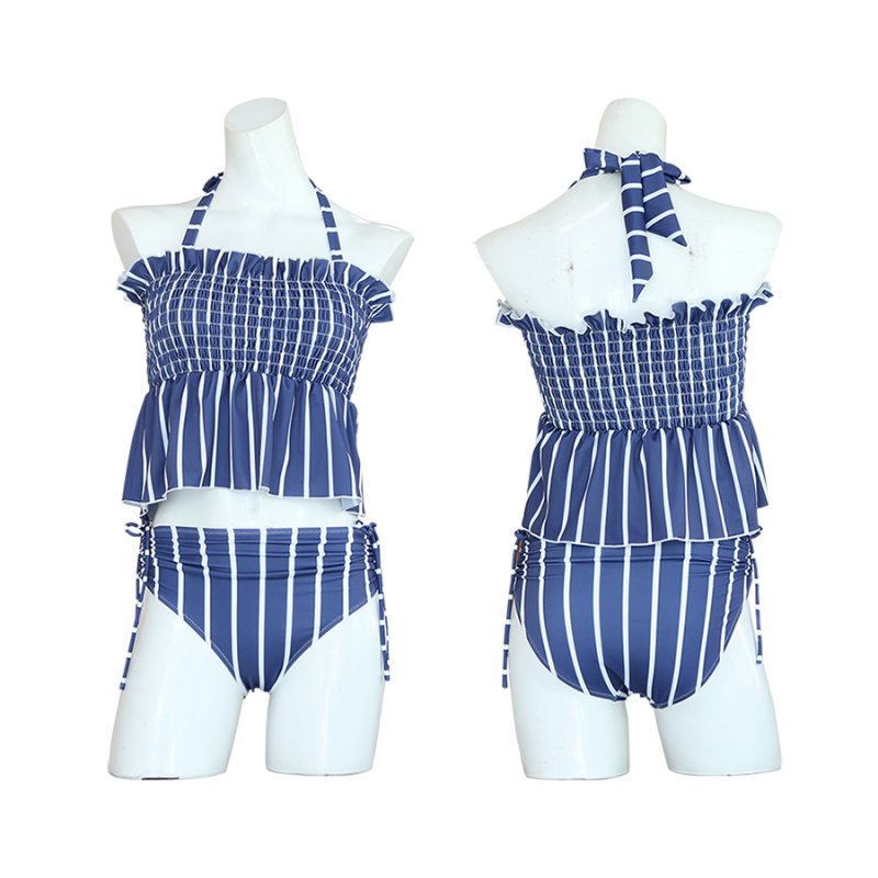 画像11: 水着2点セット シャイリングトップスビキニ/ハイウェストショーツ水着セット タンキニ レディース 体型カバー 2点セット セパレート ビスチェ風ブラ ブラトップ パッド付き ハイウエスト カバーアップ モノトーン (11)