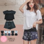 画像3: インナーブラつきTシャツとインナショーツつきショットパンと二点セット体型カバー水着セット (3)