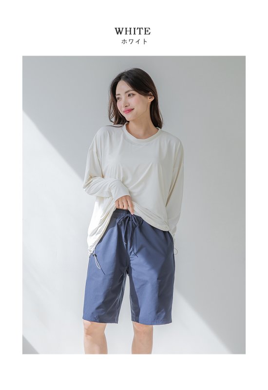 画像16: トップスとショーツとカバーアップロングTと布帛パンツ４点セット水着 タンキニ水着 レディース 体型カバー 長袖シャツ ラッシュガード ハーフパンツ 4点セットビキニ (16)