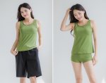 画像37: トップスとショーツとカバーアップロングTと布帛パンツ４点セット水着 タンキニ水着 レディース 体型カバー 長袖シャツ ラッシュガード ハーフパンツ 4点セットビキニ (37)