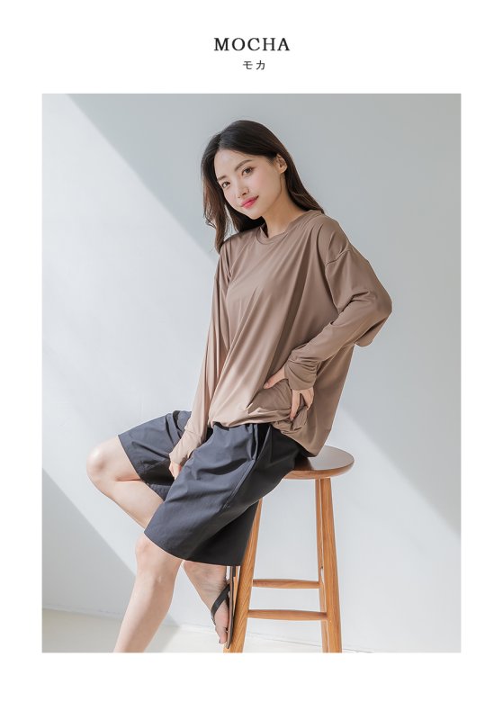 画像32: トップスとショーツとカバーアップロングTと布帛パンツ４点セット水着 タンキニ水着 レディース 体型カバー 長袖シャツ ラッシュガード ハーフパンツ 4点セットビキニ (32)