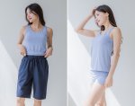 画像41: トップスとショーツとカバーアップロングTと布帛パンツ４点セット水着 タンキニ水着 レディース 体型カバー 長袖シャツ ラッシュガード ハーフパンツ 4点セットビキニ (41)