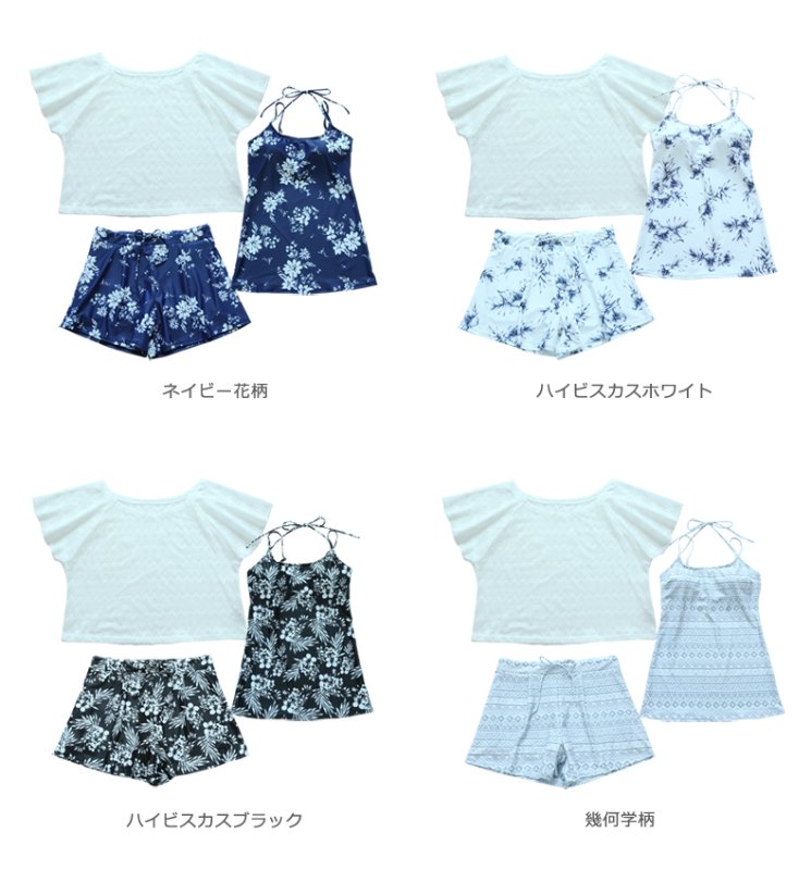 画像8: ショーツ付き外パンツ/ワンピース/トップス/体型カバー水着セット　レースウェア　水着素材ショットパンツ　ママ系水着　二次会水着　水陸両用スイムウェア　カップ付き　日本品質水着 (8)