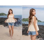 画像4: ジャーリング仕様カップ付きワンピースとショーツセット水着、デニムパンツは別売り (4)