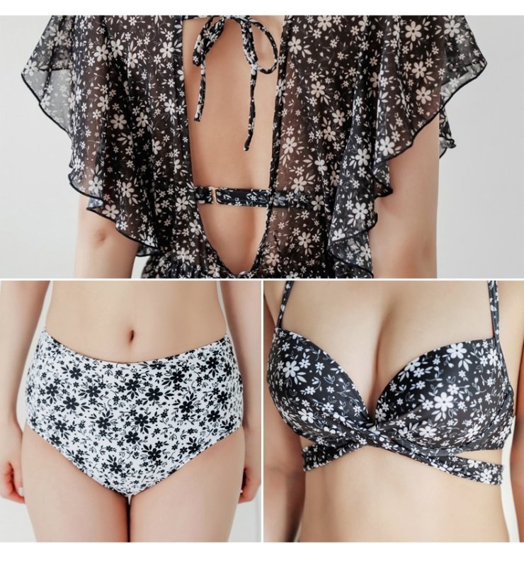 画像3: シフォンワンピース付き水着3点セット  (3)