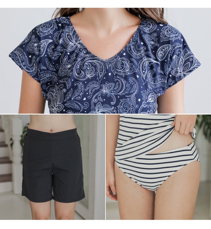 画像3: Tシャツとサーフパンツとボーダータンキニトプッスとショーツと水着4点セット (3)