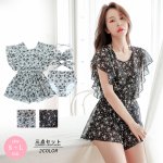画像1: シフォンワンピース付き水着3点セット  (1)
