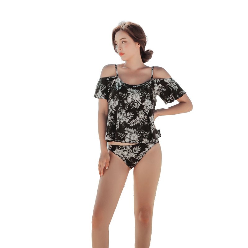 画像14: 3点水着セットオフォショール水着 水着レディース 体型カバー ビキニ セパレート 3点セット 水着 パンツ オフショルダータンキニ 可愛い 花柄 泳衣 温泉 海水浴 (14)