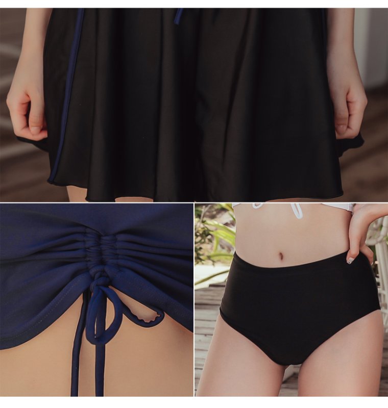 画像3: インナーブラ付きTシャット/ハイウェイストショーツ/ショットスカパン3点セット水着 (3)
