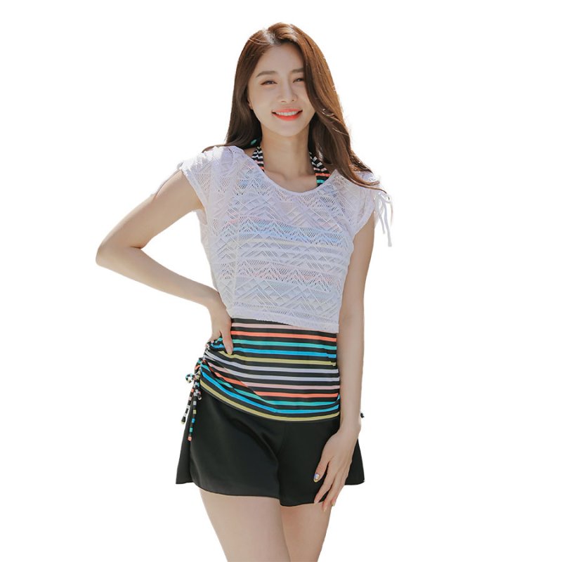 画像8: カバーウェアとスカパンとタンキニトップスとショーツと4点セット水着　水着 レディース 体型カバー ヨガ水着 タンキニ オーバーTシャツ ショートパンツ ショーツ ４点セット (8)