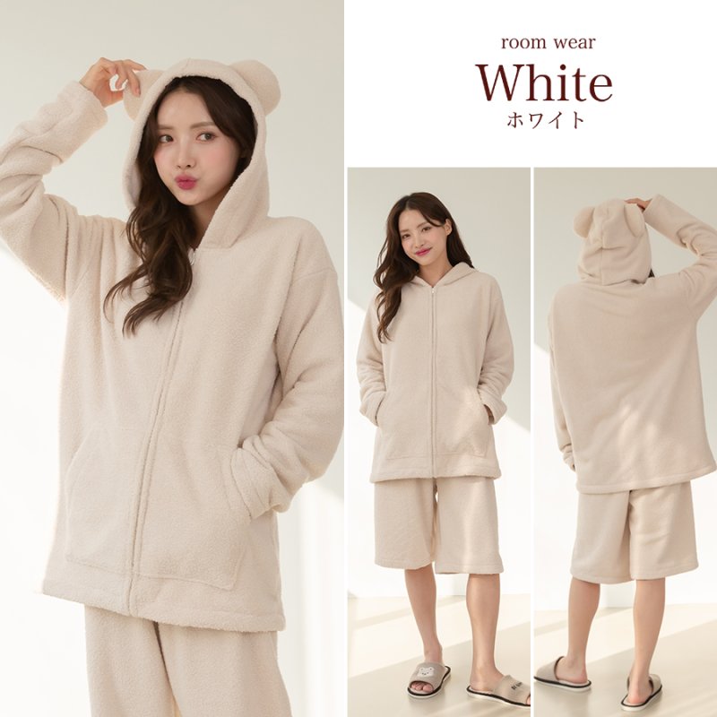 画像5: ZIP 猫耳フードパーカーとショットパンツセット (5)