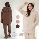画像2: ZIP 猫耳フード付きスウェットとパンツのセット (2)