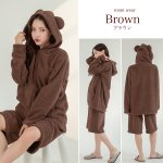 画像7: ZIP 猫耳フードパーカーとショットパンツセット (7)