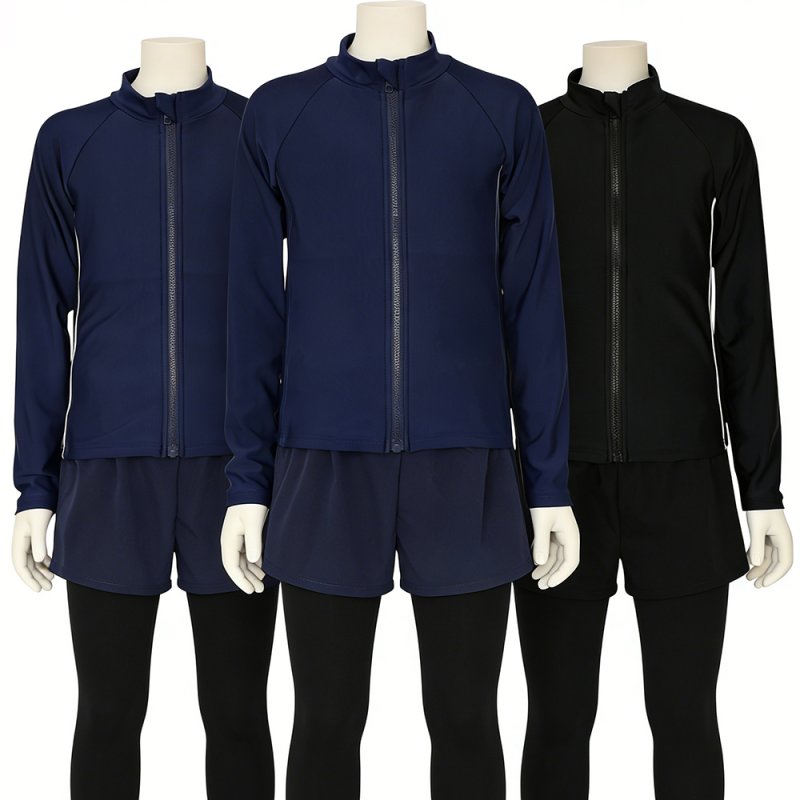 画像10: 男女兼用インナー着きショットパンツと半袖ラッシュガード水着セット (10)