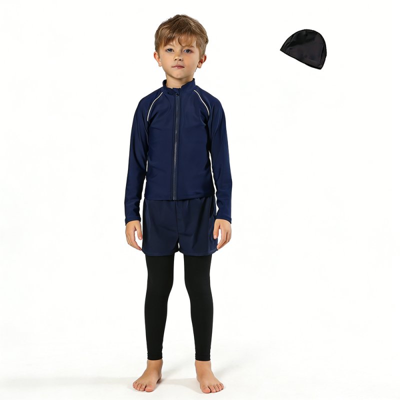 画像16: 男女兼用インナー着きショットパンツとファスナー着き長袖ラッシュガードスクール水着　男女兼用 インナー着き ショットパンツ ファスナー着き 長袖ラッシュガード School学校水着 水陸両用 男子スクール水着 ラッシュガード サーフパンツ 2点セット (16)