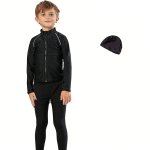 画像15: 男女兼用インナー着きショットパンツとファスナー着き長袖ラッシュガードスクール水着　男女兼用 インナー着き ショットパンツ ファスナー着き 長袖ラッシュガード School学校水着 水陸両用 男子スクール水着 ラッシュガード サーフパンツ 2点セット (15)