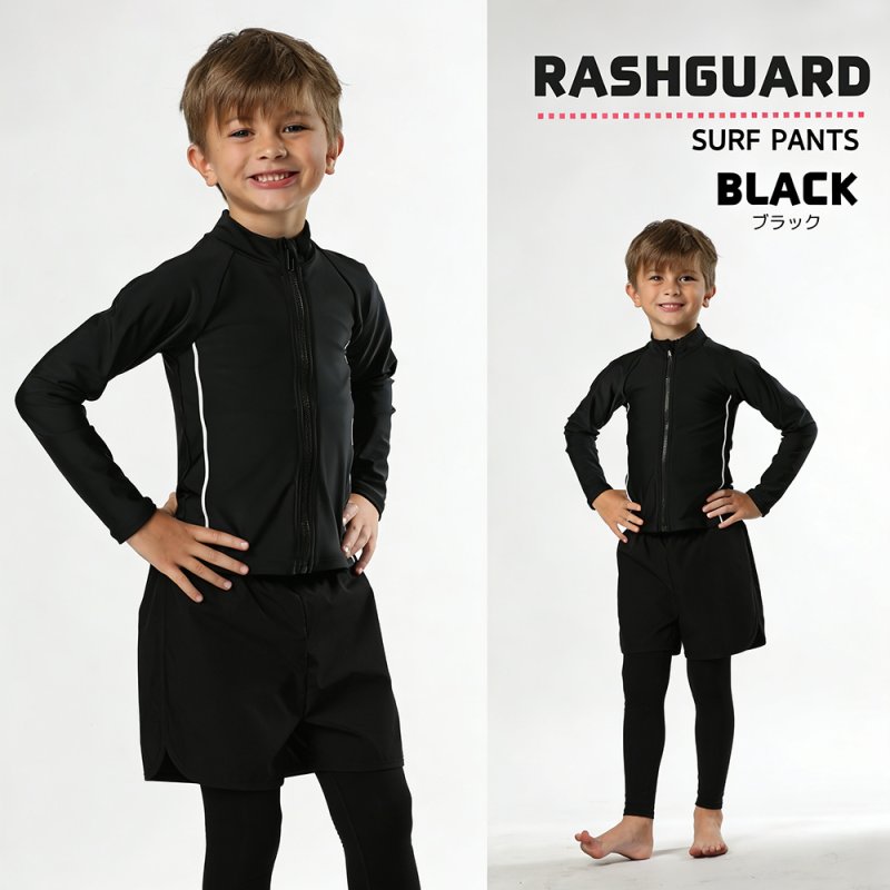 画像8: 男女兼用インナー着きショットパンツと半袖ラッシュガード水着セット (8)