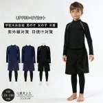 画像2: 男女兼用インナー着きショットパンツとファスナー着き半袖ラッシュガードスクール水着　男女兼用インナー着きショットパンツとファスナー着き半袖ラッシュガード School学校水着 女の子　男の子　子供学校用　スクール水着 (2)