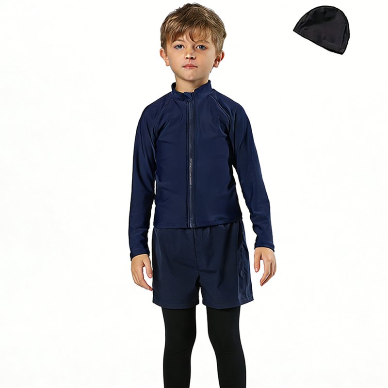 画像17: 男女兼用インナー着きショットパンツとファスナー着き長袖ラッシュガードスクール水着　男女兼用 インナー着き ショットパンツ ファスナー着き 長袖ラッシュガード School学校水着 水陸両用 男子スクール水着 ラッシュガード サーフパンツ 2点セット (17)