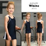 画像2: ワンピース型スクール水着 女の子 子供用 小学生 中学生 ワンピース UPF50+ 裏地付き ネームタグ付き (2)