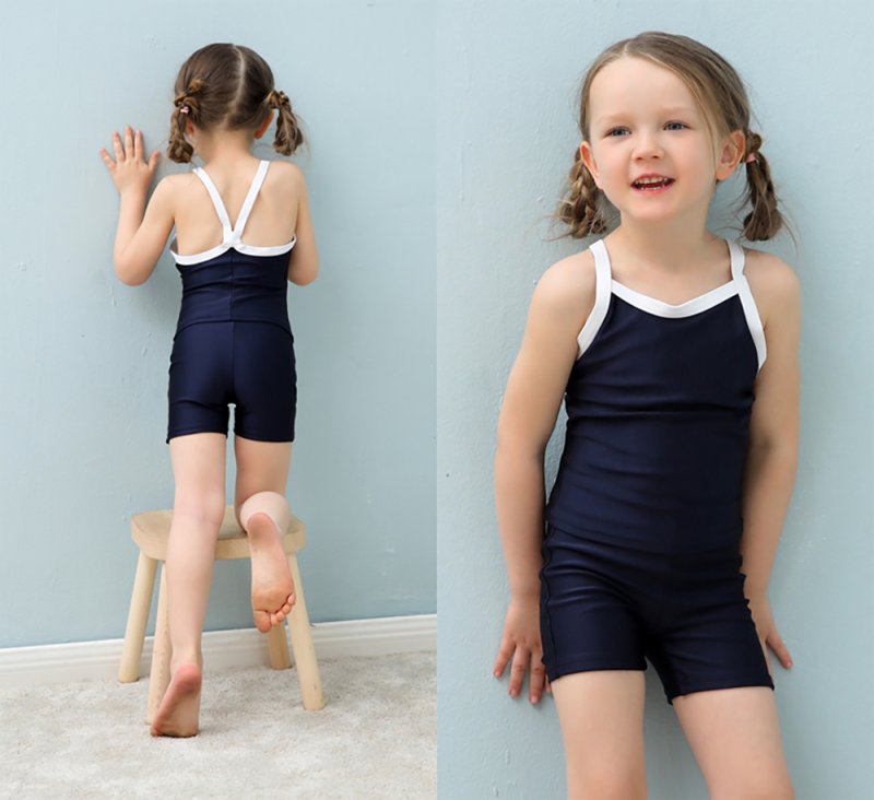 画像5: 濃紺素材　UVカット　スクール水着学生 キッズスクール水着 女の子用上下セパレート型 UPF50+紫外線対策加工 (5)