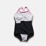 画像4: School水着　メーカー水着　スクール水着 濃紺学校水着 女の子用ワンピース 白パイピング 小学生 中学生 女児 スイミング プール ネイビー (4)