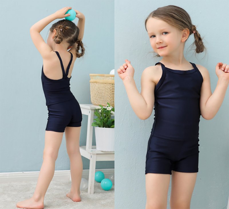 画像6: 濃紺素材　UVカット　スクール水着学生 キッズスクール水着 女の子用上下セパレート型 UPF50+紫外線対策加工 (6)