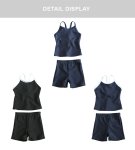 画像3: 濃紺素材　UVカット　スクール水着学生 キッズスクール水着 女の子用上下セパレート型 UPF50+紫外線対策加工 (3)