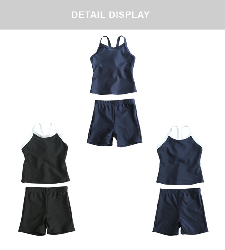 画像3: 濃紺素材　UVカット　スクール水着学生 キッズスクール水着 女の子用上下セパレート型 UPF50+紫外線対策加工 (3)