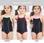 画像2: School水着　メーカー水着　スクール水着 濃紺学校水着 女の子用ワンピース 白パイピング 小学生 中学生 女児 スイミング プール ネイビー (2)