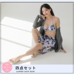 画像3: UVカットUPF50+ラッシュガードサーフーパンツビキニ4点セット (3)