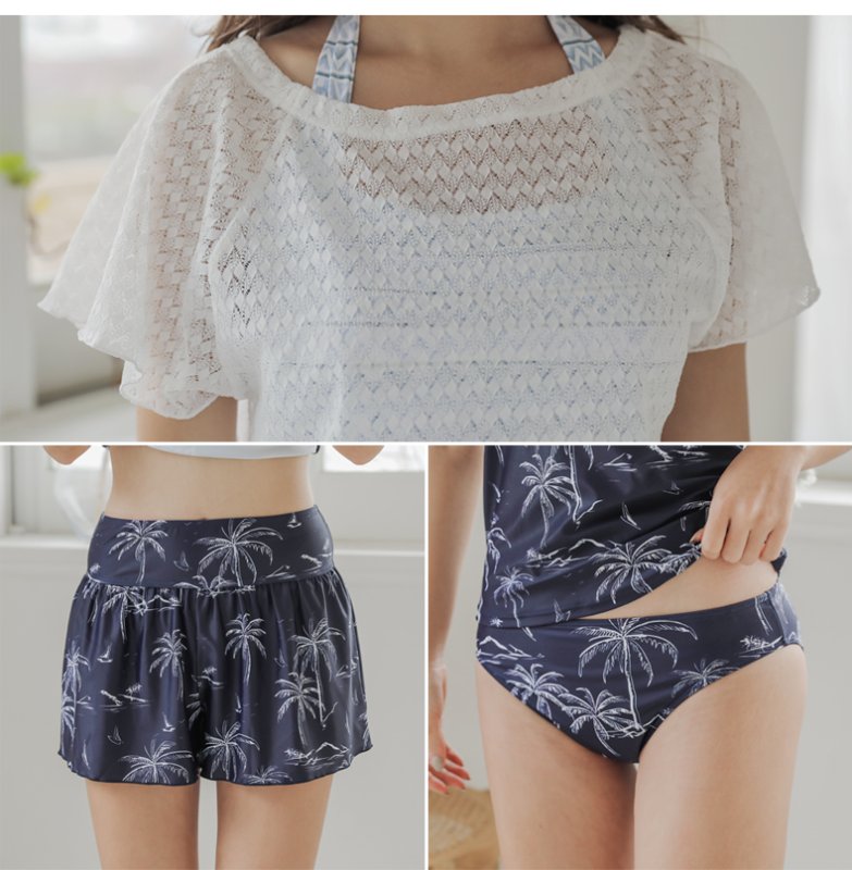 画像3: Tシャツとスカパンとタンキニトップスとショーツ4点セット水着 (3)