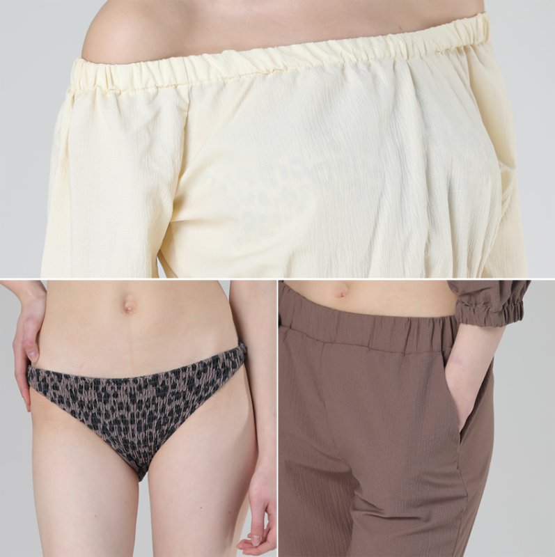 画像6: ロング袖オフォショルタートップとロングズボンとシャーリング仕様バントッーとショールの4点セット (6)