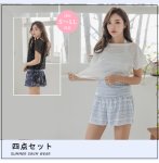 画像4: Tシャツとスカパンとタンキニトップスとショーツ4点セット水着 (4)