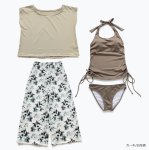 画像10: レディース 水着セット カジュアル Tシャツ ロングパンツ タンキニ ショーツ 4点セット 体型カバー リゾートスタイル YOGA　ジム　運動しやすいウェア (10)