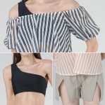 画像5: オフォショルターTシャツとショットパンツとワンショールターブラとショーツの水着4点セット (5)