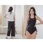 画像4: レディース 水着セット カジュアル Tシャツ ロングパンツ タンキニ ショーツ 4点セット 体型カバー リゾートスタイル YOGA　ジム　運動しやすいウェア (4)