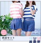 画像2: 体型カバーアップ4点セット水着 (2)