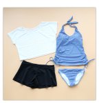 画像4: レースカバー/ショットパンツ/タンキニトップ/ショーツ4点セット水着 (4)