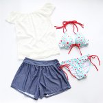 画像8: 体型カバー水着花柄ビキニ4点セット (8)