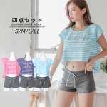 画像1: 体型カバーアップ4点セット水着 (1)