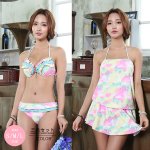 画像1: ワンピース水着 カバーウェアー 水着３点セット レディース 水着 体型カバー 水着 スイムドレス ショートパンツ プール 温泉 ビーチ 砂遊び 旅行 日焼け止め 露出控えめ (1)