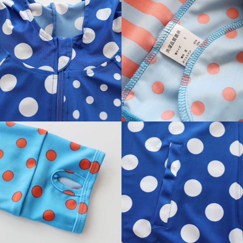 画像5: UVカット紫外線防止速乾冷感素材レディースドット柄ラッシュガード (5)