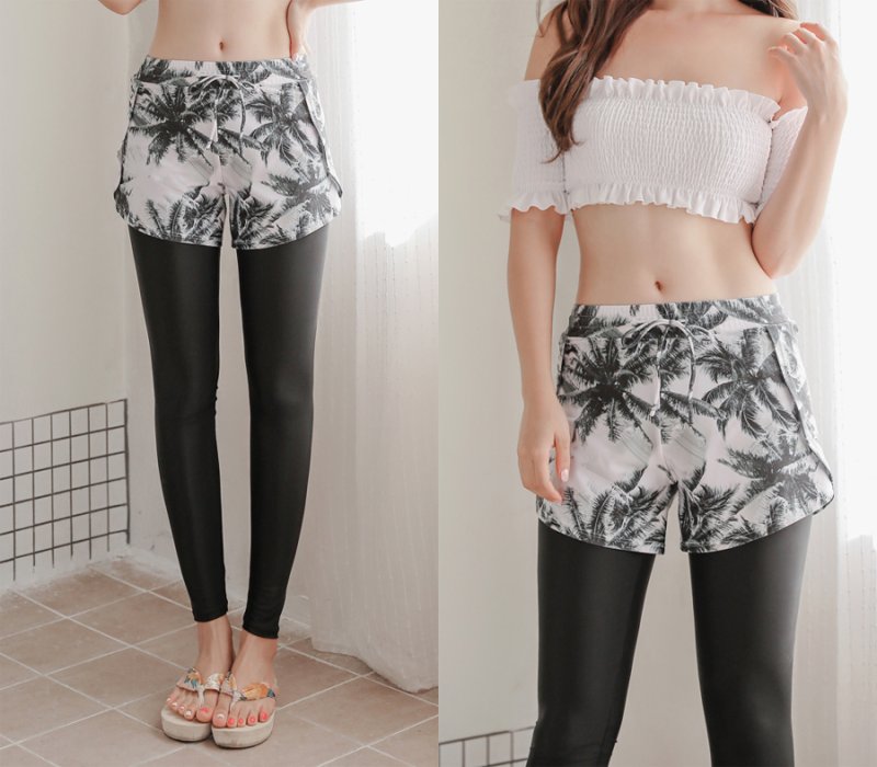 画像4: UVカットクール水着地ショットパンツ付きレギンス (4)